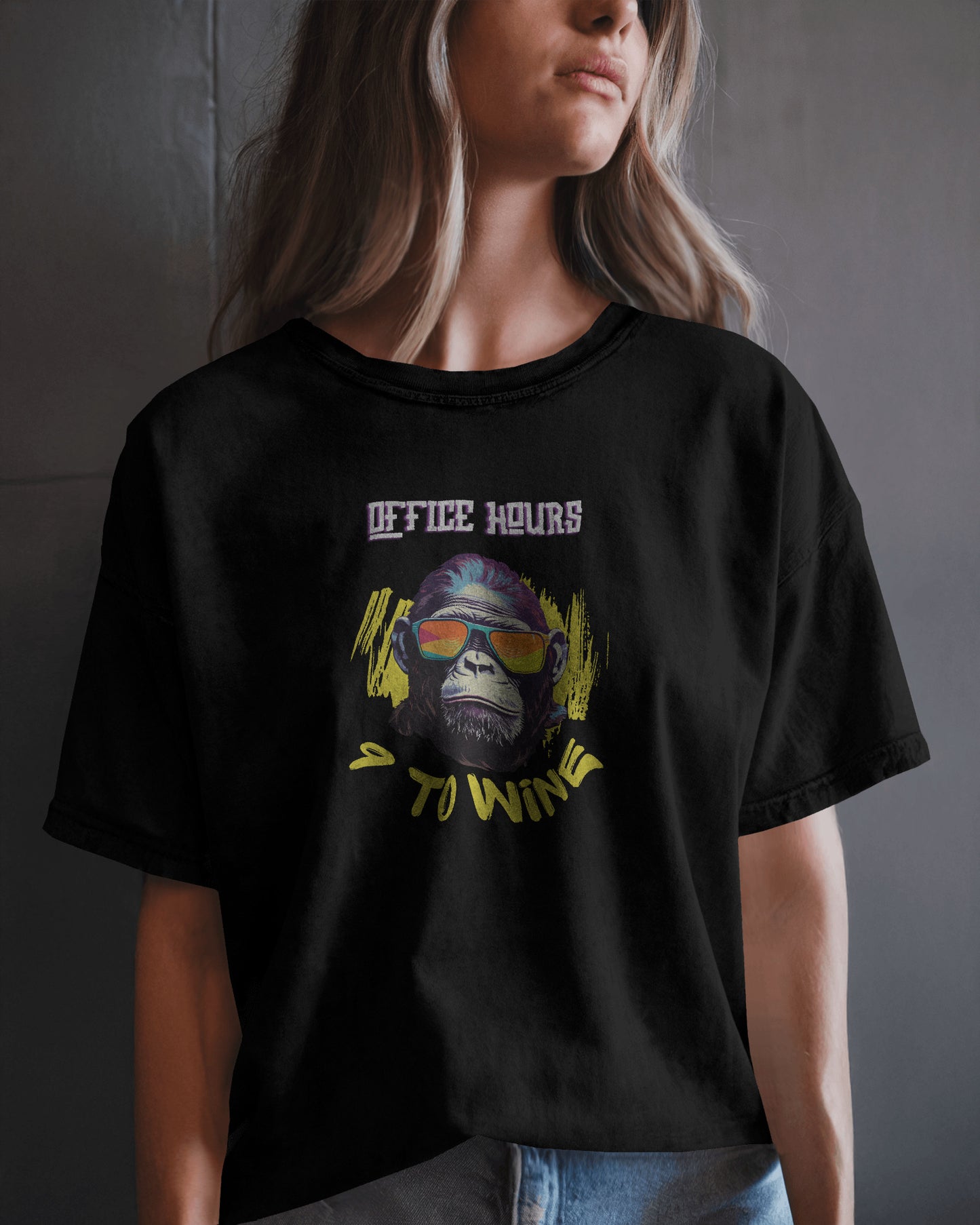 Office Hours: 9 to Wine" Oversized T-Shirt β Work Hard, Sip Harder